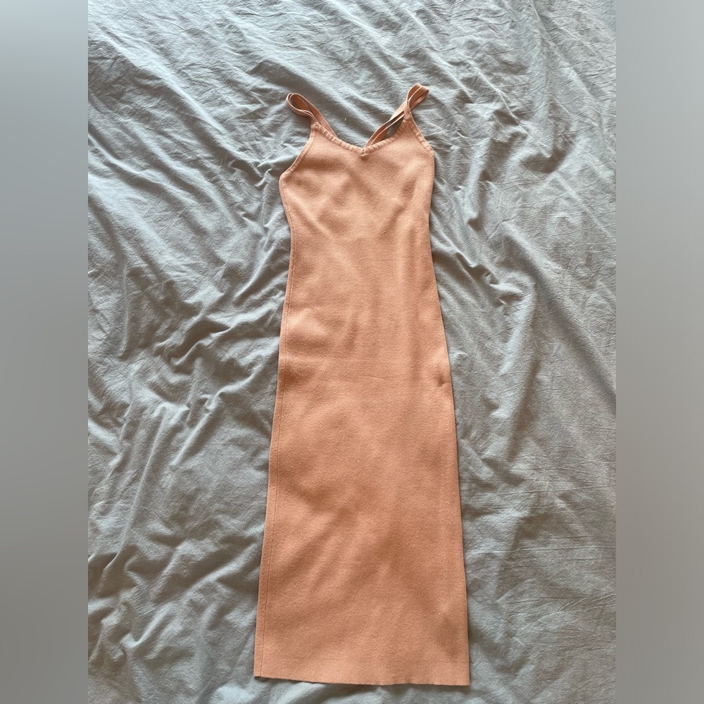 Dusty Pink Knit Midi Dress